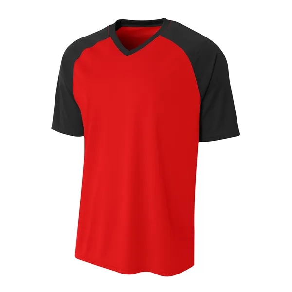 A4 Youth Polyester V-Neck Strike Jersey with Contrast Sle... - A4 Youth Polyester V-Neck Strike Jersey with Contrast Sle... - Image 12 of 31