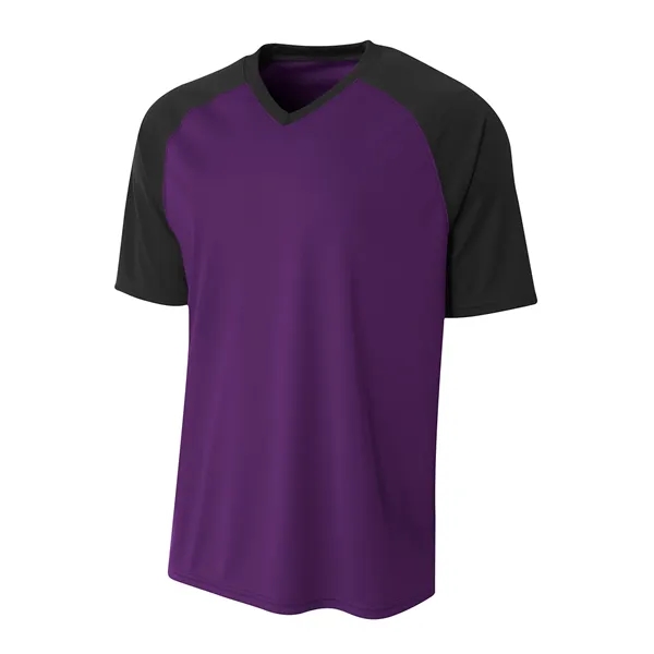 A4 Youth Polyester V-Neck Strike Jersey with Contrast Sle... - A4 Youth Polyester V-Neck Strike Jersey with Contrast Sle... - Image 14 of 31