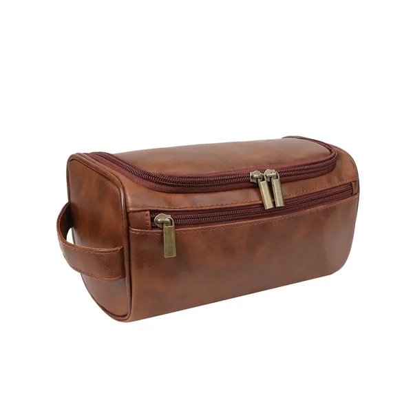 Premium Leather Travel Toiletry Bag W/ Hanging  Hook