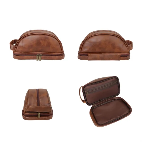 Portable Personalized Leather Travel Toiletry Bag