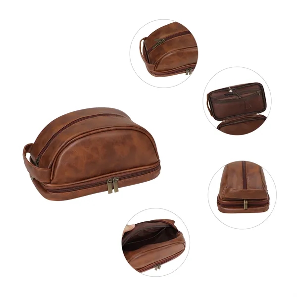 Portable Personalized Leather Travel Toiletry Bag