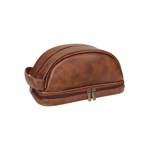 Portable Personalized Leather Travel Toiletry Bag