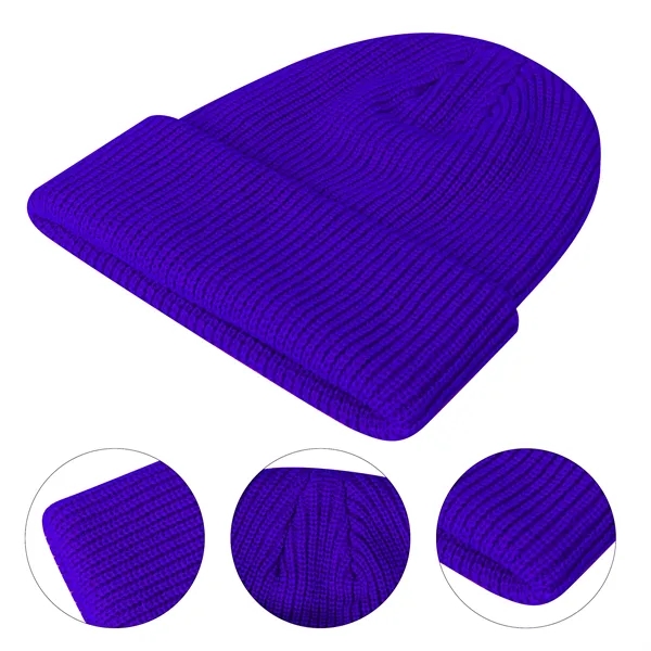 Classic Acrylic Ribbed Knit Beanie Hat W/ Cuff