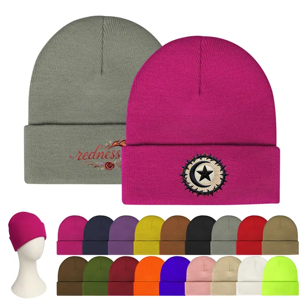 Acrylic Casual Classic Cuffed Knit Beanie