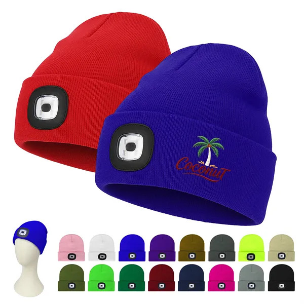 Custom Cuffed Knit Beanie With LED Light