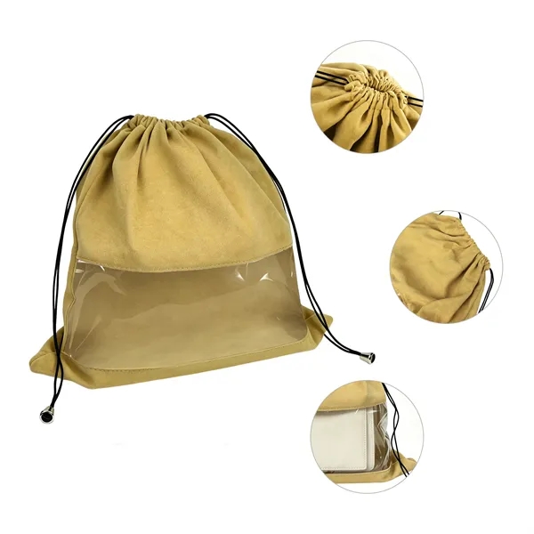 Drawstring Dust Bag For Handbag W/ Clear Window