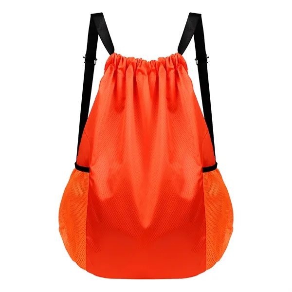 Large Sports Drawstring Backpack Bag W/ Side Pockets