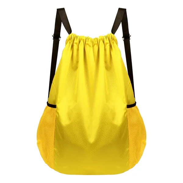 Large Sports Drawstring Backpack Bag W/ Side Pockets