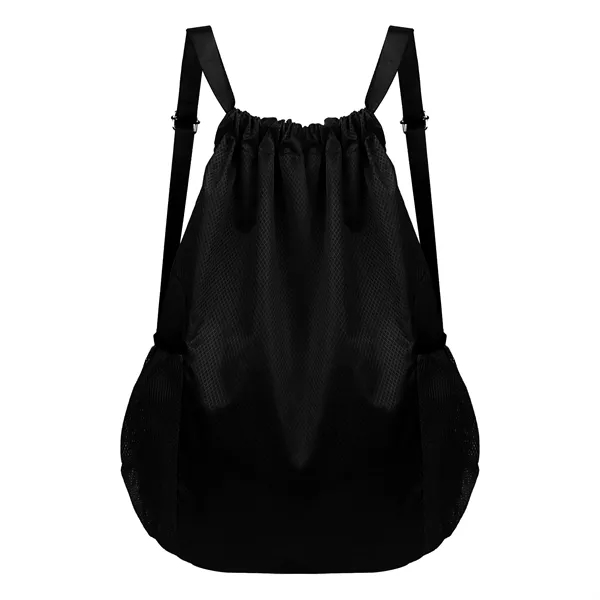 Large Sports Drawstring Backpack Bag W/ Side Pockets