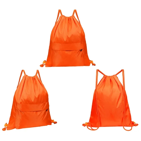 Waterproof Drawstring Backpack Gym Bag W/ Zipper Pocket