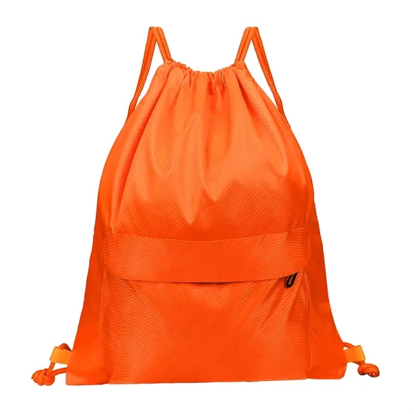 Waterproof Drawstring Backpack Gym Bag W/ Zipper Pocket