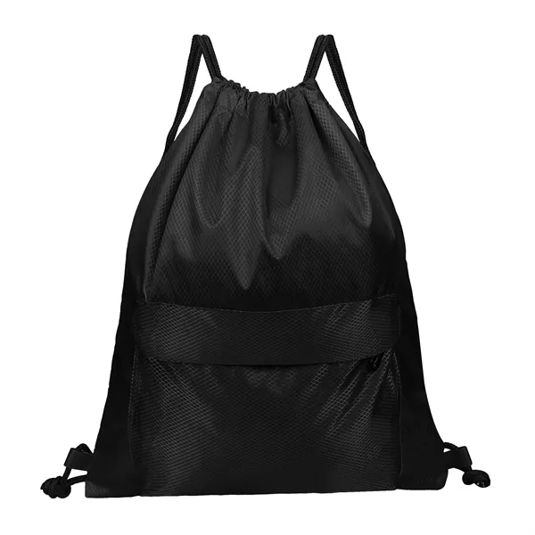 Waterproof Drawstring Backpack Gym Bag W/ Zipper Pocket