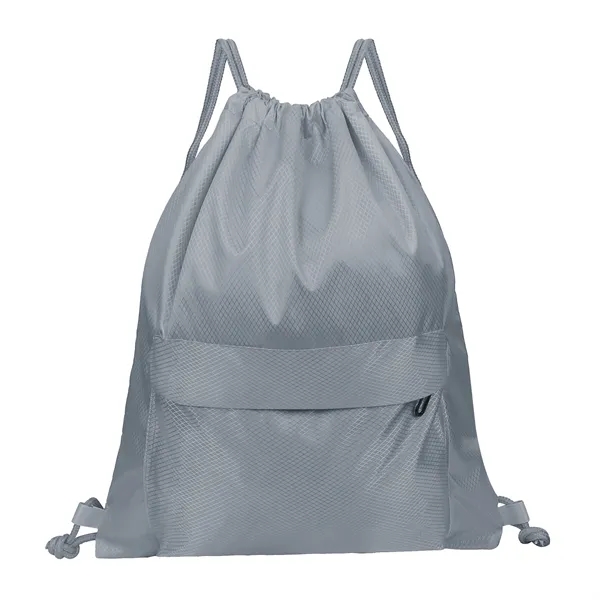 Waterproof Drawstring Backpack Gym Bag W/ Zipper Pocket