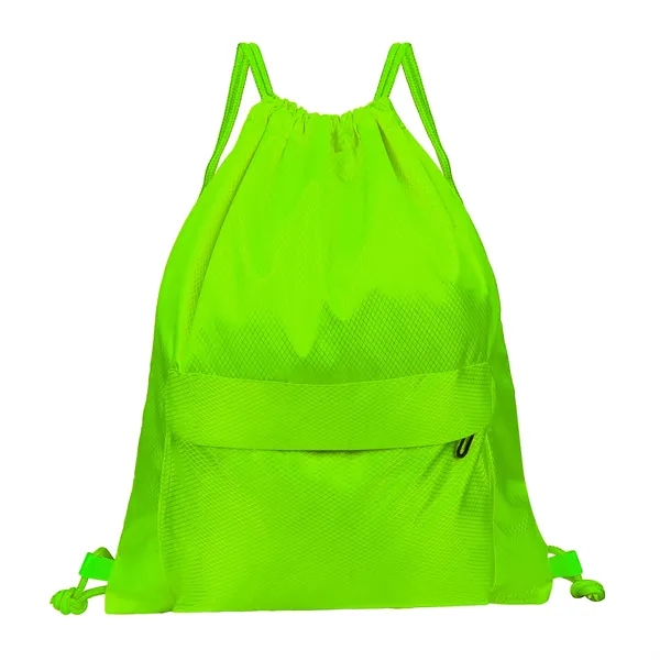Waterproof Drawstring Backpack Gym Bag W/ Zipper Pocket