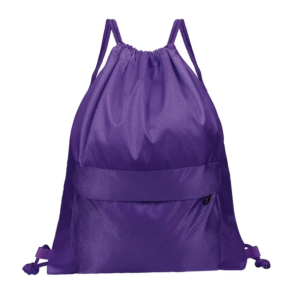 Waterproof Drawstring Backpack Gym Bag W/ Zipper Pocket