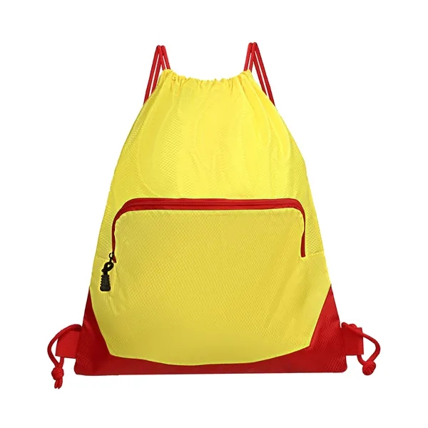 Waterproof Gym Drawstring Backpack W/ Zipper Pockets
