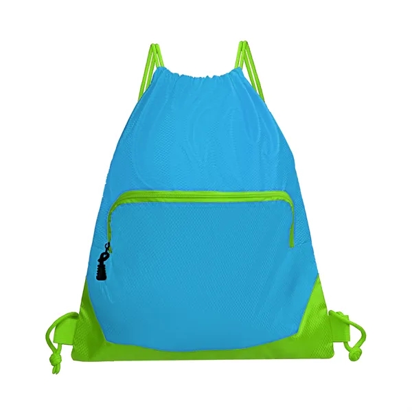 Waterproof Gym Drawstring Backpack W/ Zipper Pockets