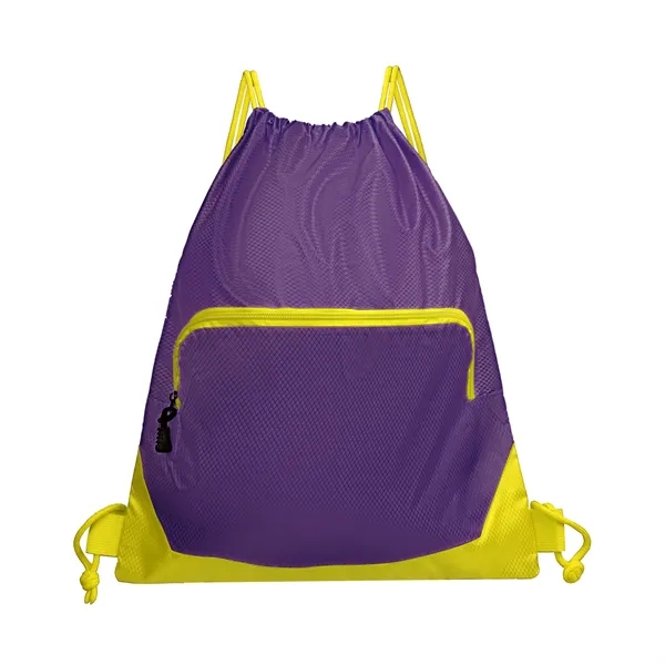 Waterproof Gym Drawstring Backpack W/ Zipper Pockets