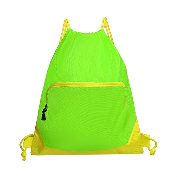 Waterproof Gym Drawstring Backpack W/ Zipper Pockets