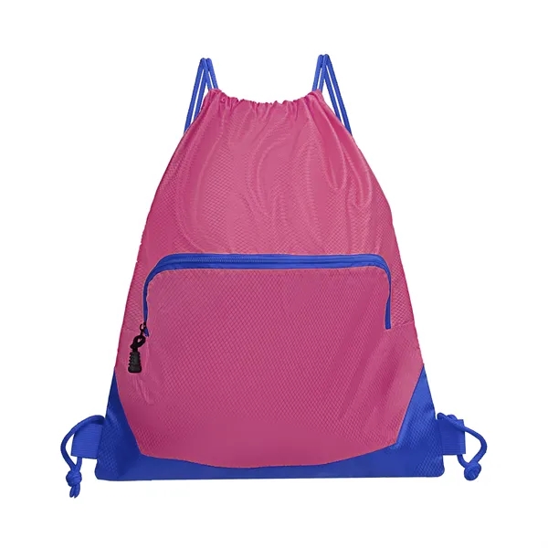 Waterproof Gym Drawstring Backpack W/ Zipper Pockets