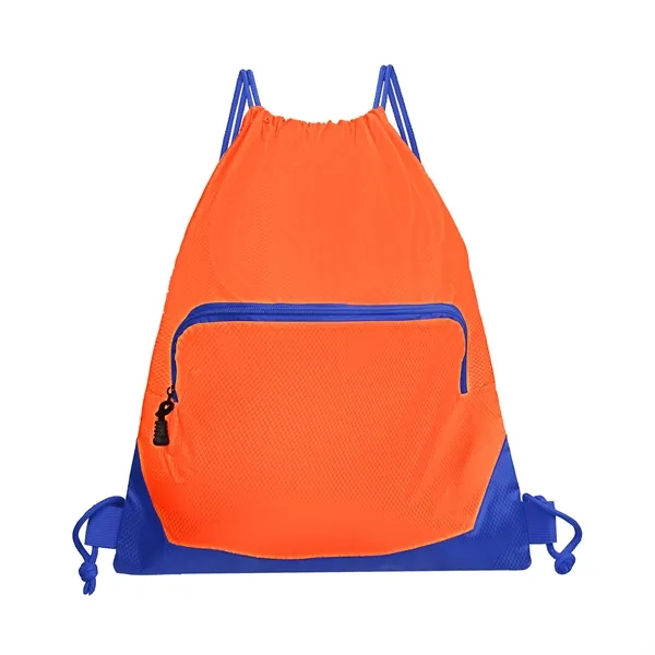 Waterproof Gym Drawstring Backpack W/ Zipper Pockets