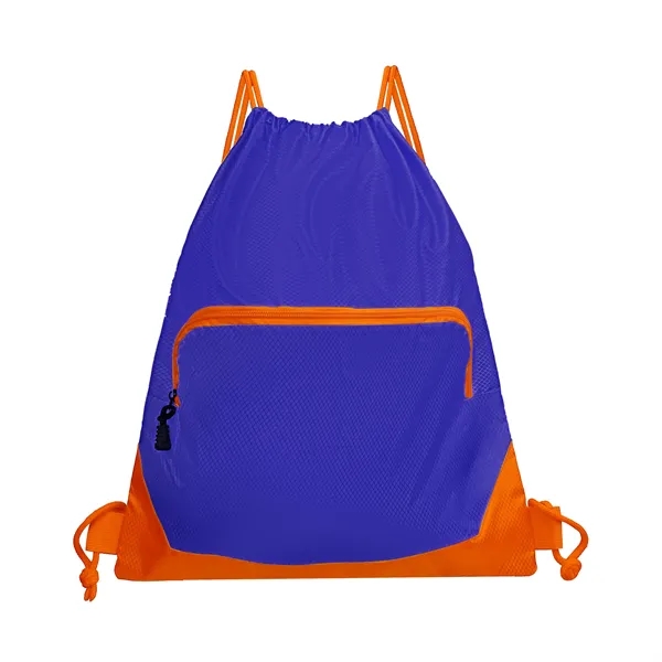 Waterproof Gym Drawstring Backpack W/ Zipper Pockets