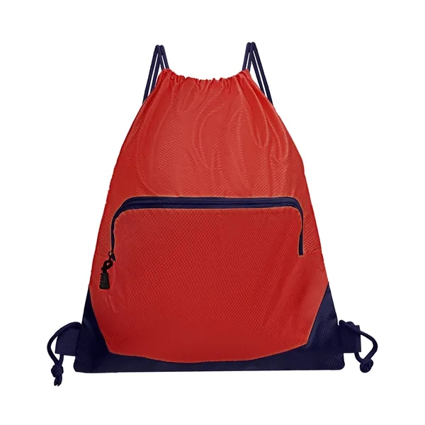 Waterproof Gym Drawstring Backpack W/ Zipper Pockets