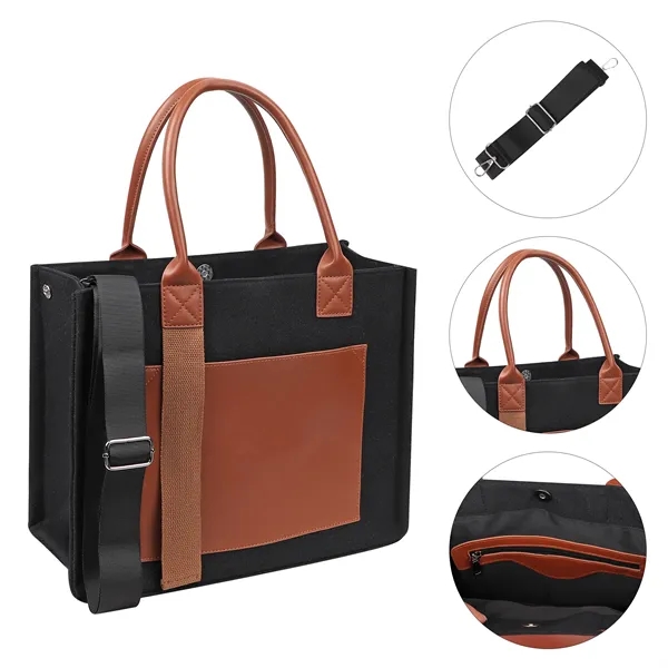 Large Structured Canvas Tote Bag Crossbody Handbag Purse