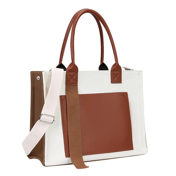 Large Structured Canvas Tote Bag Crossbody Handbag Purse