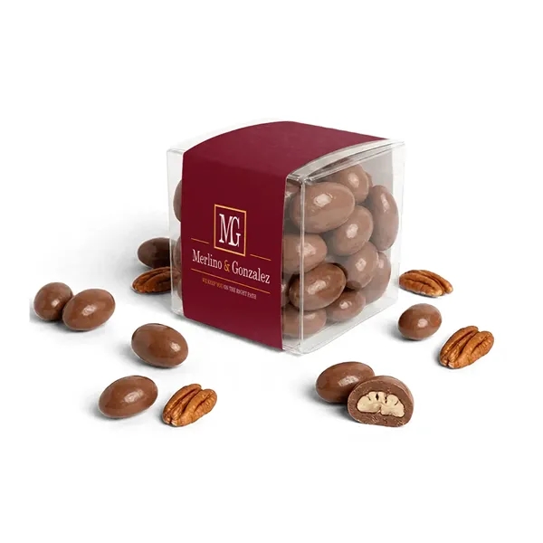 Custom-Sleeve Chocolate-Covered Nuts Cube - 8oz, Full Color