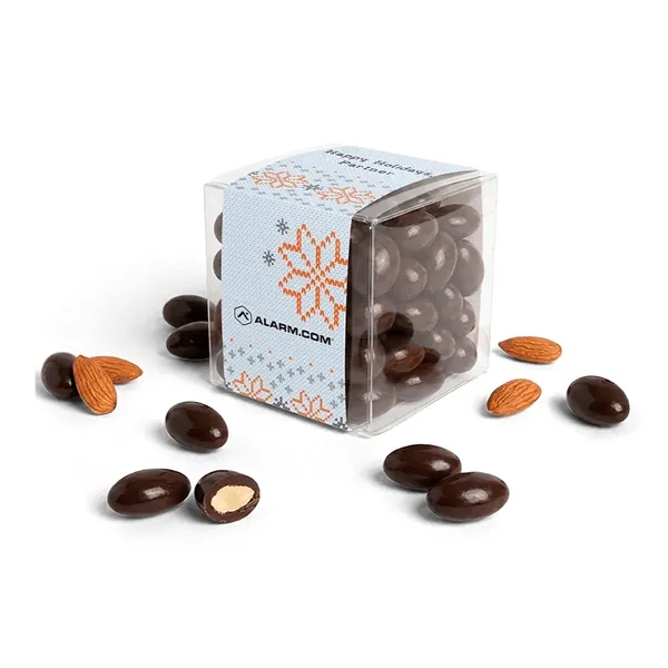 Custom-Sleeve Chocolate-Covered Almond Cube -- 8 oz
