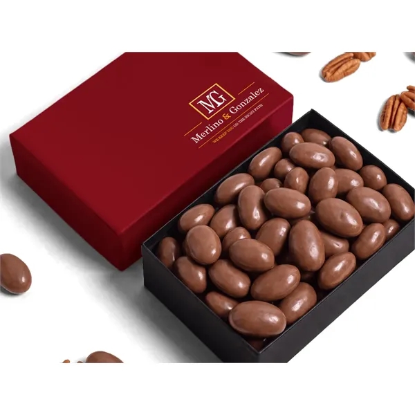 Custom-Lid Chocolate-Covered Nuts Box -- 12oz, 4x6