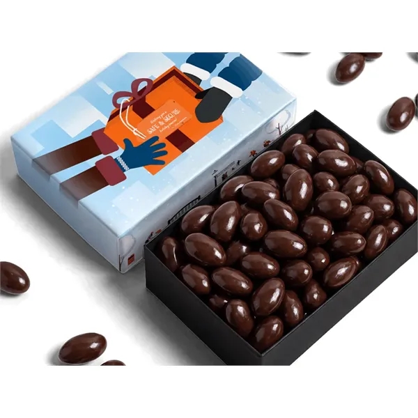 Custom-Lid Chocolate-Covered Almond Box -- 12oz, 4x6