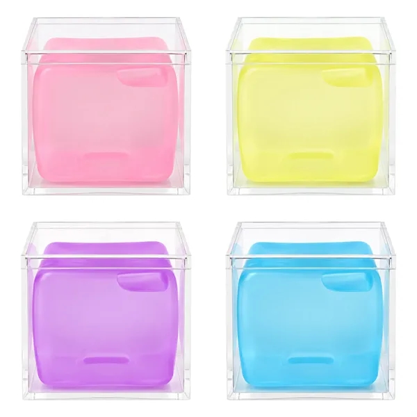 2" Squishy Ice Cube Fidget Toy W/ Clear Acrylic Box