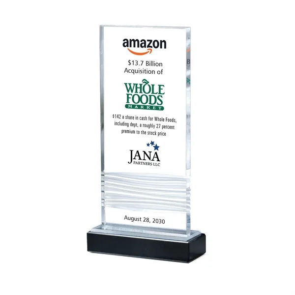 Texture Wave Lucite Tablet Award on Black Marble Base
