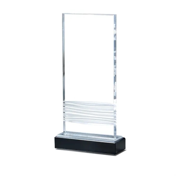 Texture Wave Lucite Tablet Award on Black Marble Base