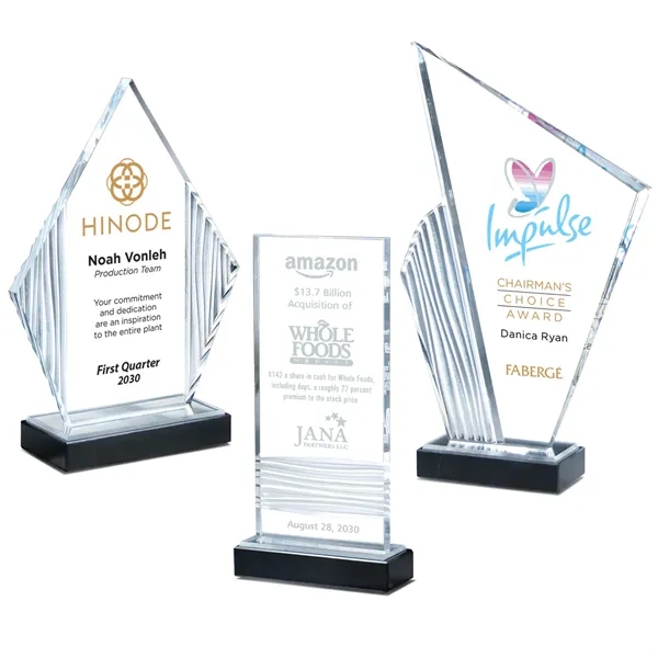 Texture Wave Lucite Tablet Award on Black Marble Base