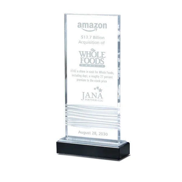 Texture Wave Lucite Tablet Award on Black Marble Base