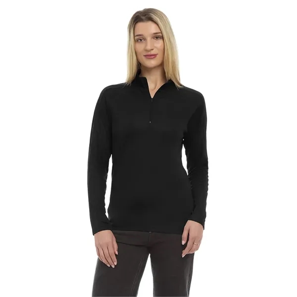 Ladies' Wicking L/S Solid Zip Pullover