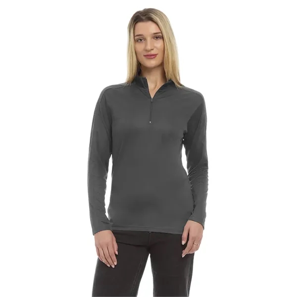 Ladies' Wicking L/S Solid Zip Pullover