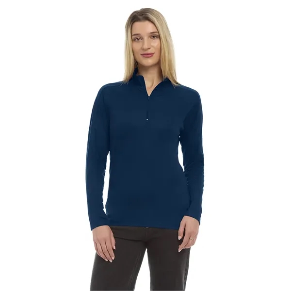 Ladies' Wicking L/S Solid Zip Pullover