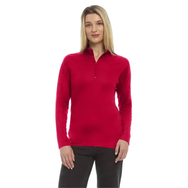 Ladies' Wicking L/S Solid Zip Pullover