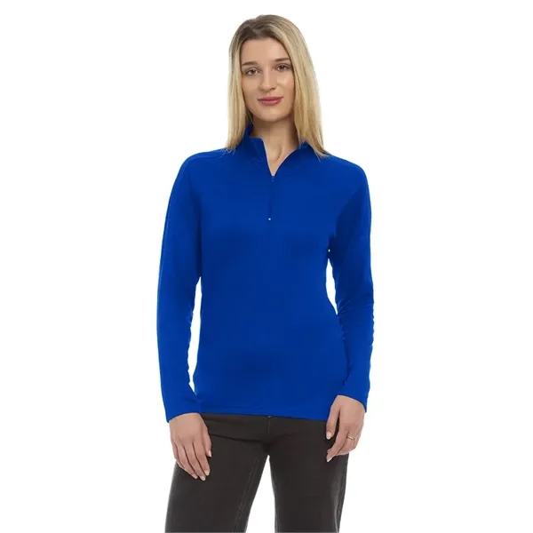 Ladies' Wicking L/S Solid Zip Pullover