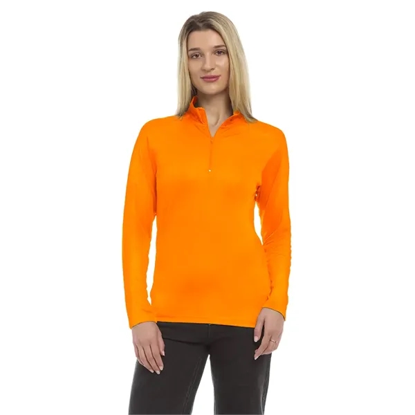Ladies' Wicking L/S Solid Zip Pullover