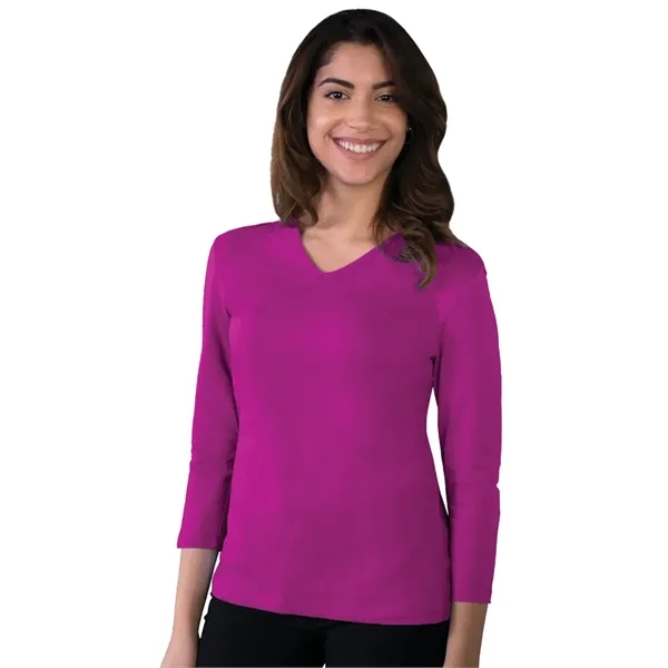 Ladies' 3/4 Sleeve V-Neck Tee
