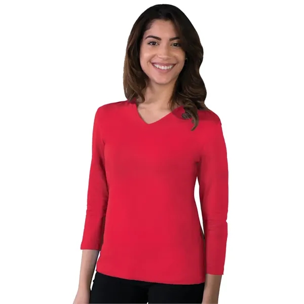 Custom Ladies' 3/4 Sleeve V-Neck Tee
