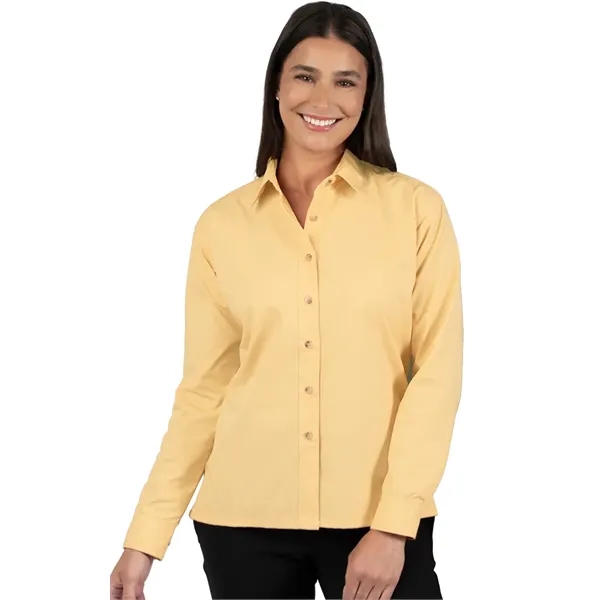 Ladies' L/S Superblend Poplin Shirt with Bone Buttons