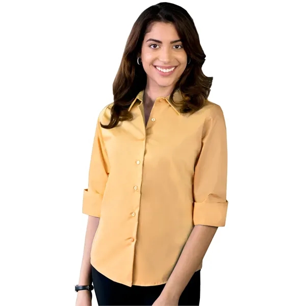 Custom Ladies' 3/4 Sleeve Stretch Poplin Shirt