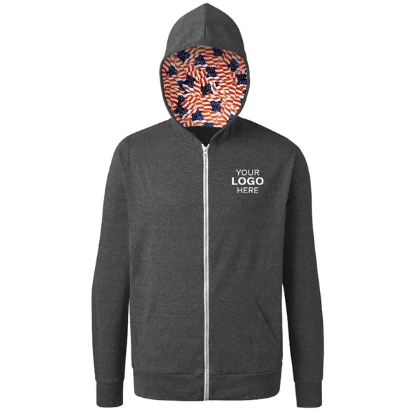Americana Triblend Contrast Zip Front Hoodie