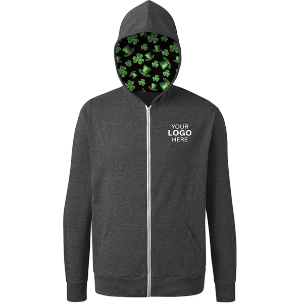 St. Patrick's themed Triblend Contrast Zip Front Hoodie